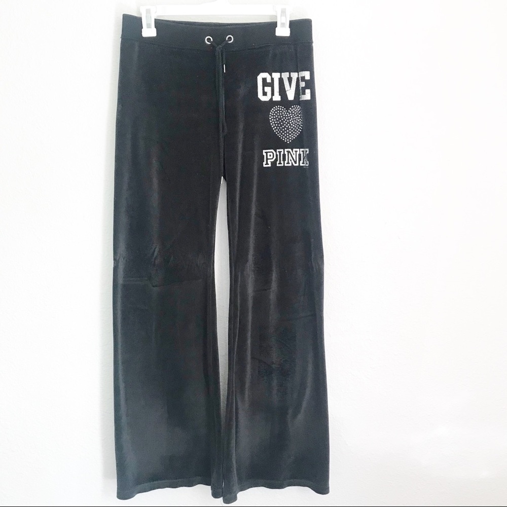 4/$24 Victoria Secret PINK Black Velvet Flare Pant